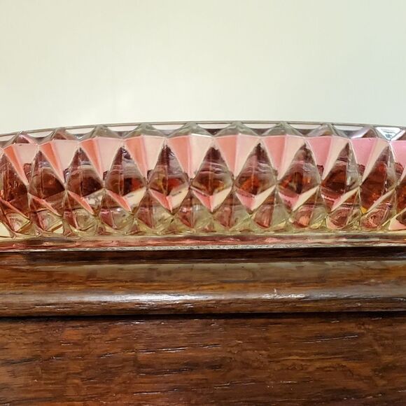 Indiana Glass Ruby Red Diamond Point Divided Serving Platter 12.25" - Picture 5 of 7